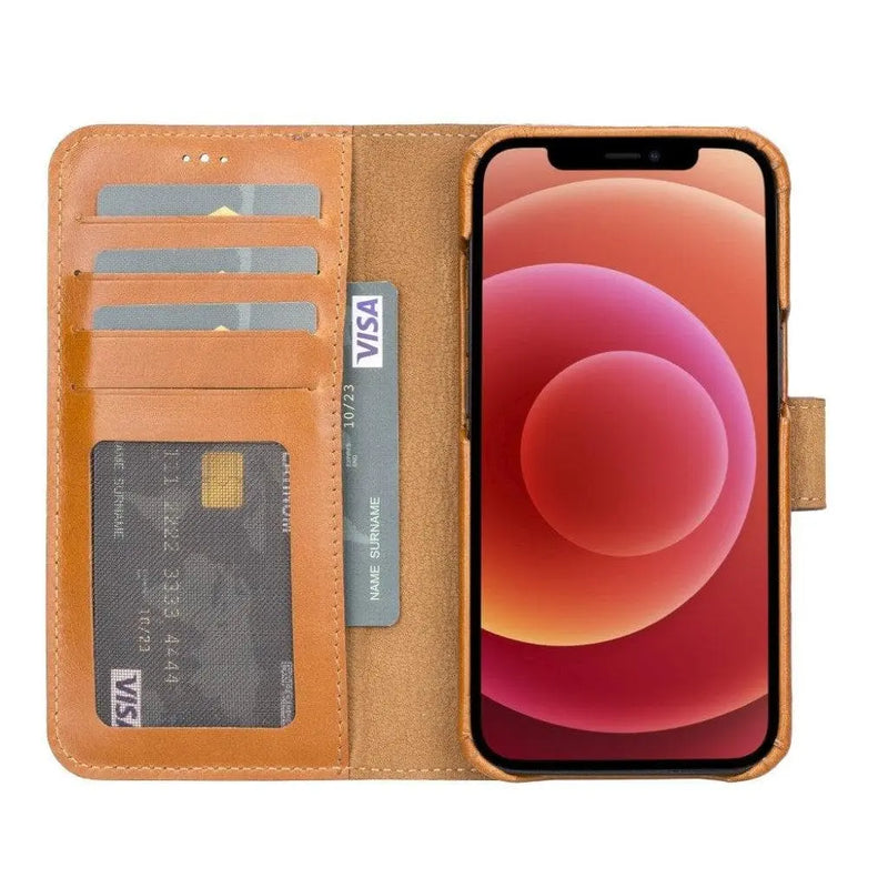 Full Leather Coating Detachable Wallet Case for Apple iPhone 13 Series - Puck's