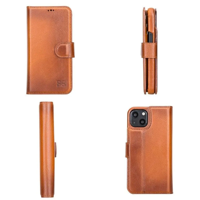 Full Leather Coating Detachable Wallet Case for Apple iPhone 13 Series - Puck's