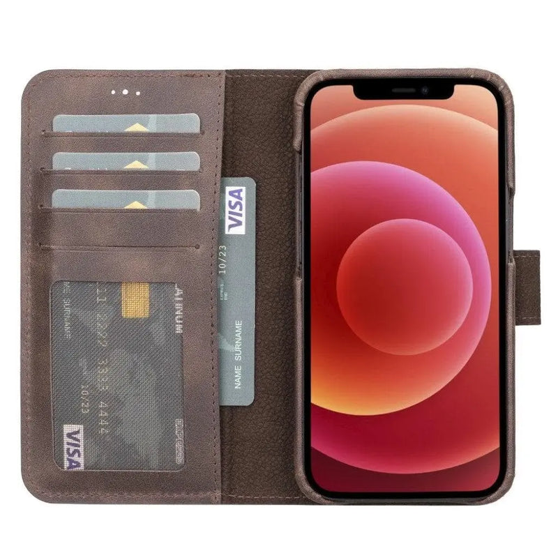 Full Leather Coating Detachable Wallet Case for Apple iPhone 13 Series - Puck's