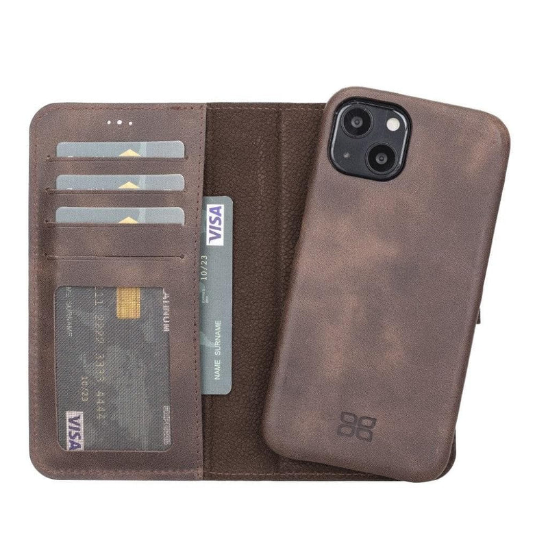 Full Leather Coating Detachable Wallet Case for Apple iPhone 13 Series - Puck's