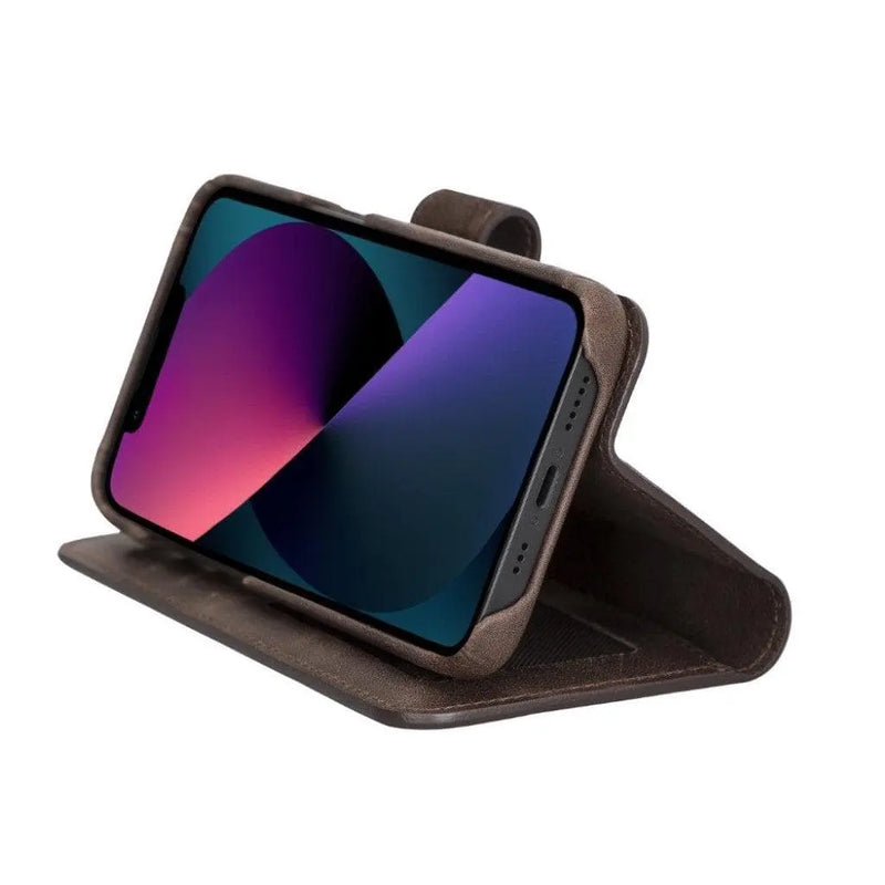Full Leather Coating Detachable Wallet Case for Apple iPhone 13 Series - Puck's
