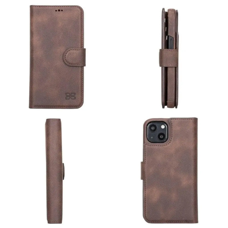 Full Leather Coating Detachable Wallet Case for Apple iPhone 13 Series - Puck's