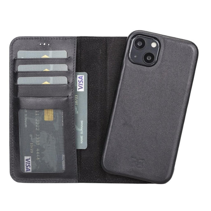 Full Leather Coating Detachable Wallet Case for Apple iPhone 13 Series - Puck's