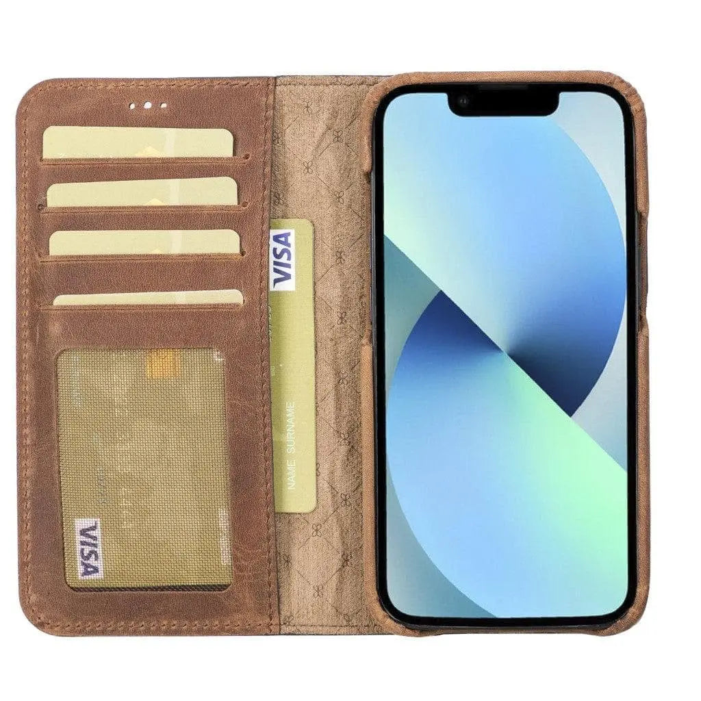 Full Leather Coating Detachable Wallet Case for Apple iPhone 13 Series - Puck's