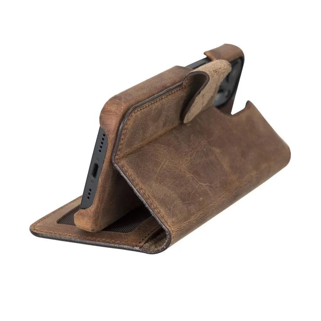 Full Leather Coating Detachable Wallet Case for Apple iPhone 13 Series - Puck's
