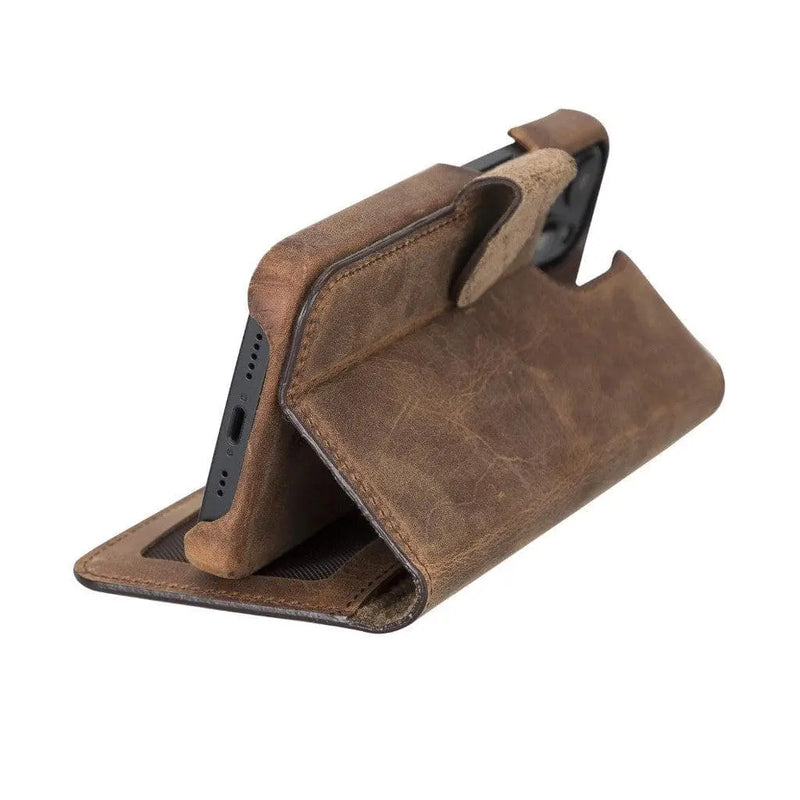 Full Leather Coating Detachable Wallet Case for Apple iPhone 13 Series - Puck's