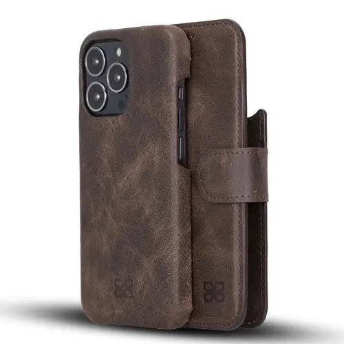 Full Leather Coating Detachable Wallet Case for Apple iPhone 13 Series - Puck's
