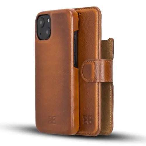 Full Leather Coating Detachable Wallet Case for Apple iPhone 13 Series - Puck's