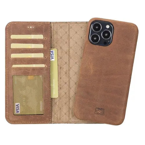 Full Leather Coating Detachable Wallet Case for Apple iPhone 13 Series - Puck's
