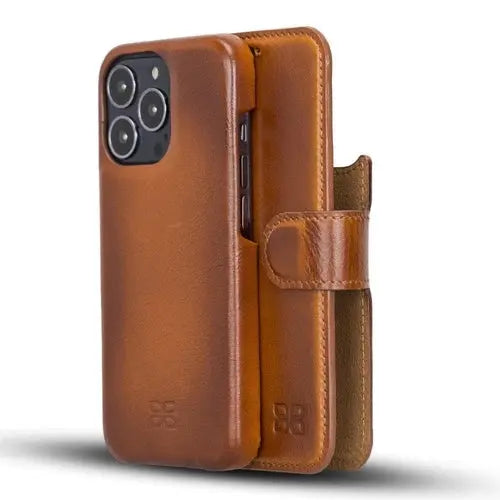 Full Leather Coating Detachable Wallet Case for Apple iPhone 13 Series - Puck's
