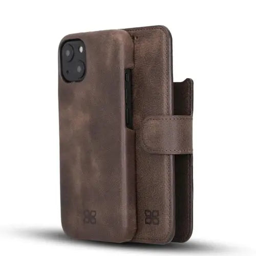 Full Leather Coating Detachable Wallet Case for Apple iPhone 13 Series - Puck's