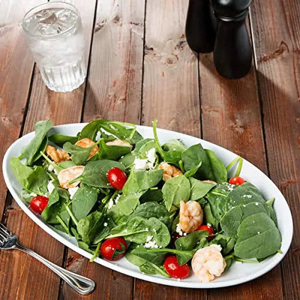 G.E.T. OP-1690-W Heavy-Duty Shatterproof Plastic Oval Melamine Serving Platter, 16" X 9", White - Puck's