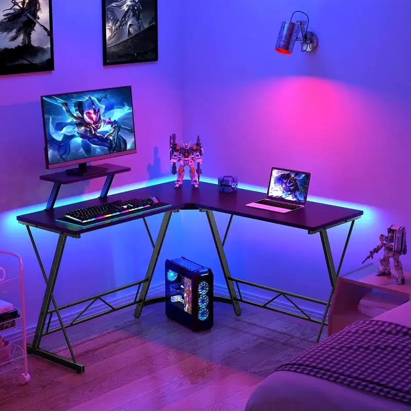Gaming Furniture Gamer Desk,Gaming Desk,L Shaped Gaming Desk Corner Computer Deskcomputer Desk Thick Tables & Desks,Black Comput - Puck's