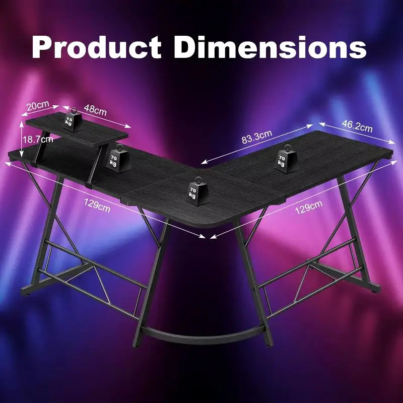 Gaming Furniture Gamer Desk,Gaming Desk,L Shaped Gaming Desk Corner Computer Deskcomputer Desk Thick Tables & Desks,Black Comput - Puck's