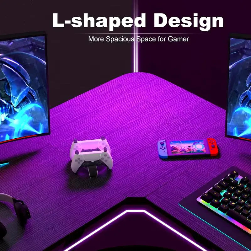 Gaming Furniture Gamer Desk,Gaming Desk,L Shaped Gaming Desk Corner Computer Deskcomputer Desk Thick Tables & Desks,Black Comput - Puck's