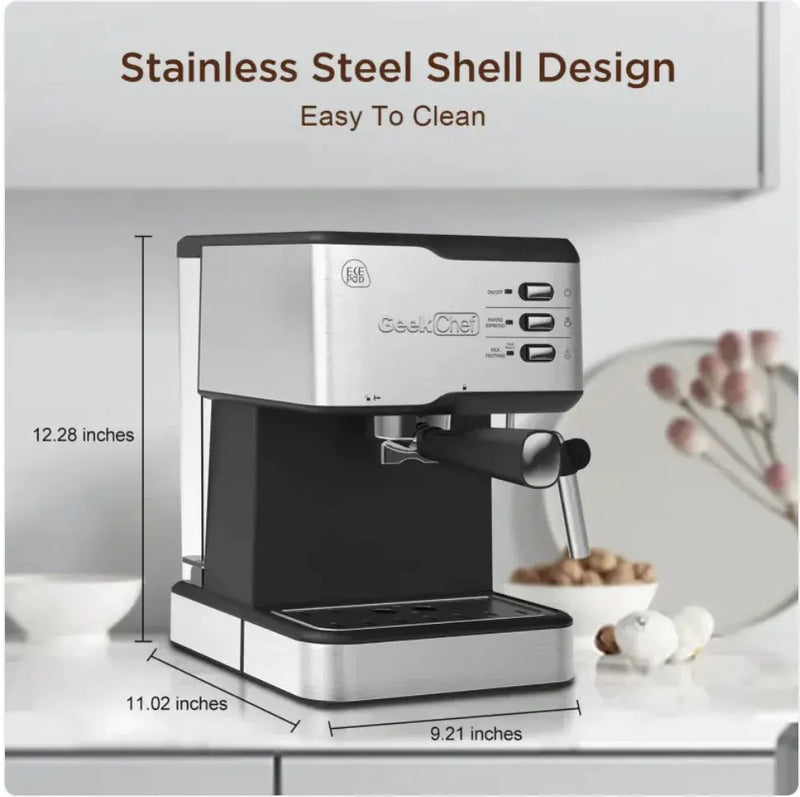 Geek Chef 20-Bar Espresso Machine with Milk Frother - Puck's