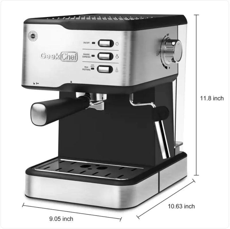 Geek Chef 20-Bar Espresso Machine with Milk Frother - Puck's