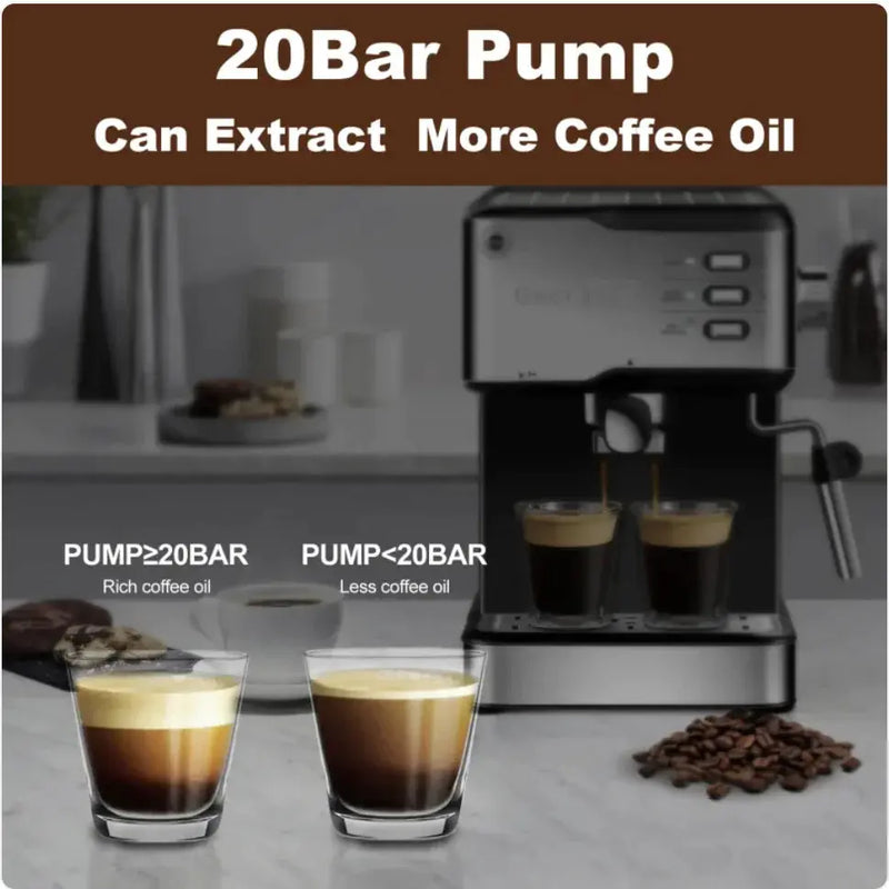 Geek Chef 20-Bar Espresso Machine with Milk Frother - Puck's