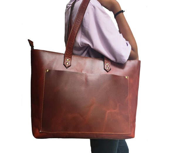 Genuine Leather Tote Bag for Women Large Women's Shoulder Handbag - Puck's