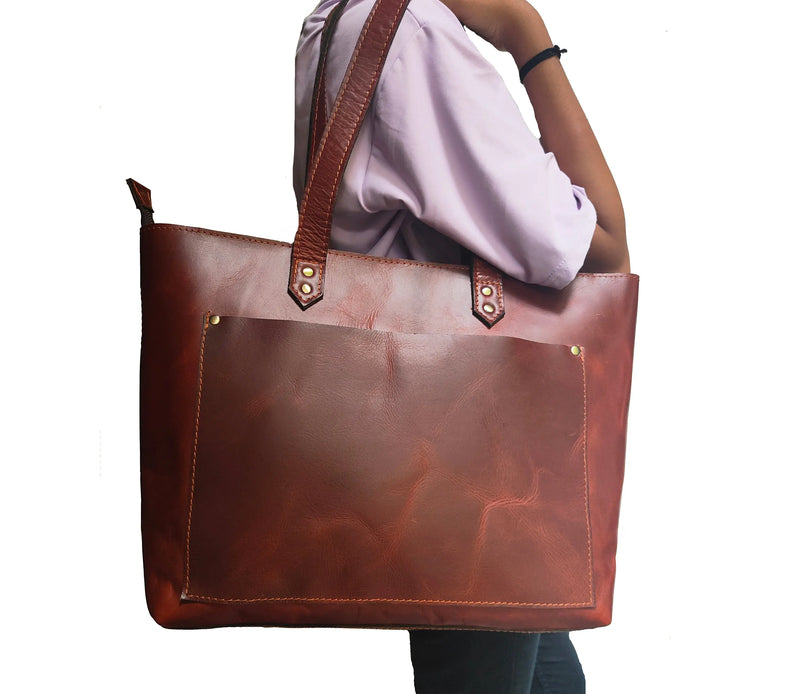 Genuine Leather Tote Bag for Women Large Women's Shoulder Handbag - Puck's