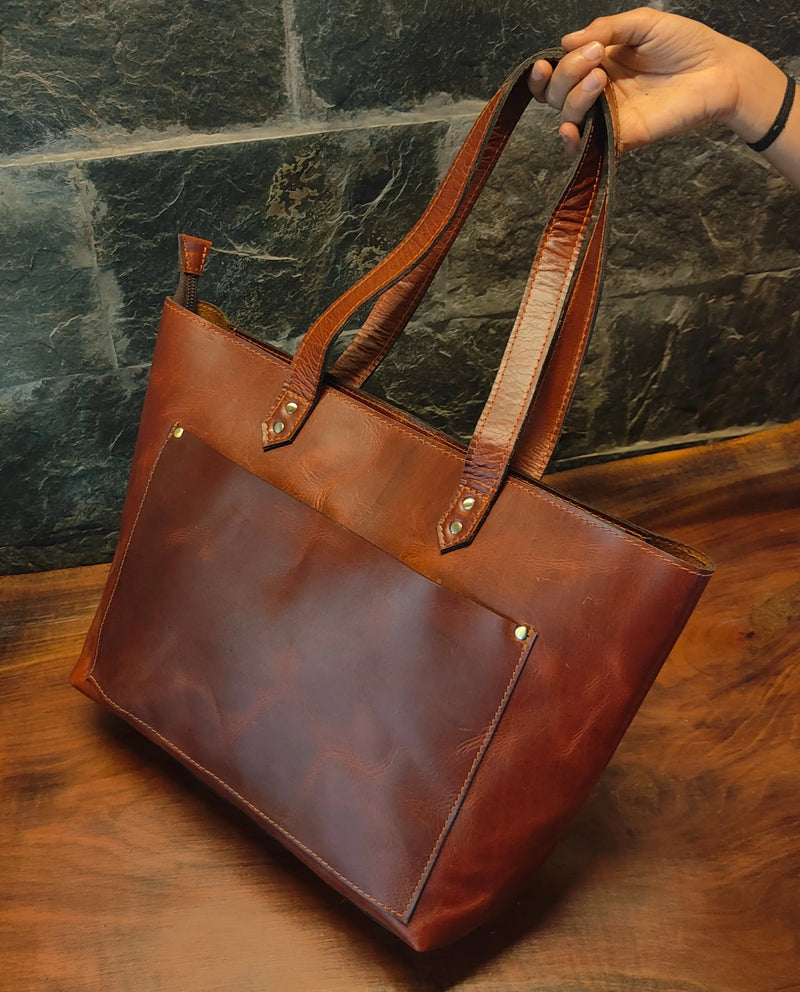 Genuine Leather Tote Bag for Women Large Women's Shoulder Handbag - Puck's