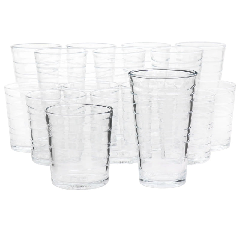 Gibson Home 16 Piece Swirl Clear Assorted Glassware Set - Puck's