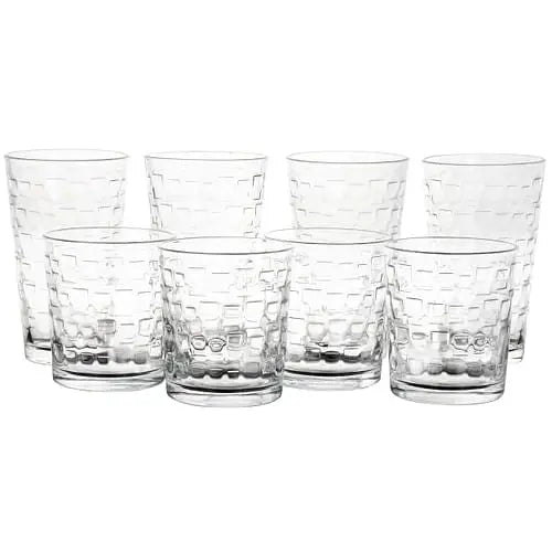 Gibson Home Canton 16 Piece Embossed Square Glassware Tumbler Set - Puck's