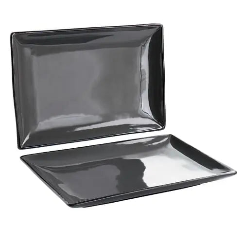 Gibson Home Urban Cafe 2 Piece 12 Inch Rectangle Stoneware Platter Set - Puck's