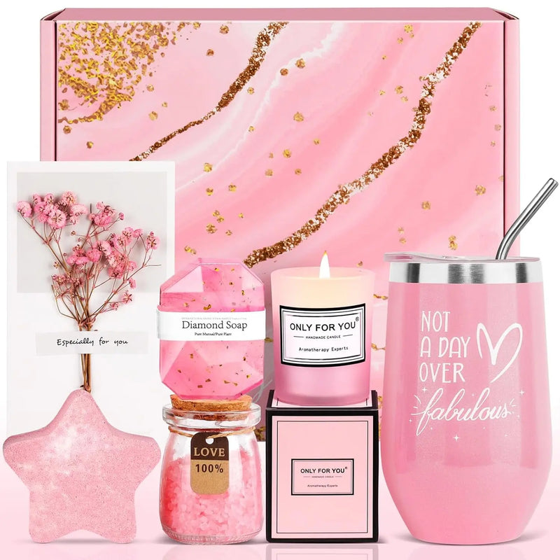 Gifts for Women, Unique Gift for Women, Mom, Girlfriend, Best Friend, Sister, Wife, Teacher, Nurse, Her - Birthday, Christmas, Valentine'S Day, Mothers Day Gifts -Rose Spa Gift Basket Set - Puck's