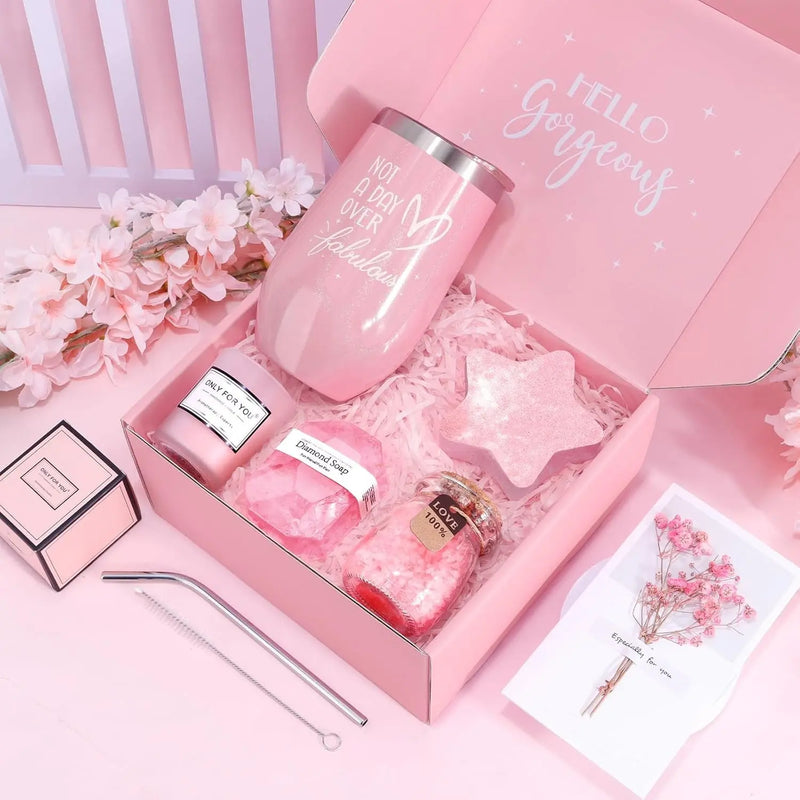 Gifts for Women, Unique Gift for Women, Mom, Girlfriend, Best Friend, Sister, Wife, Teacher, Nurse, Her - Birthday, Christmas, Valentine'S Day, Mothers Day Gifts -Rose Spa Gift Basket Set - Puck's