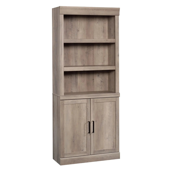 Glendale 5 Shelf Bookcase with Doors, Rustic Gray Finish - Puck's
