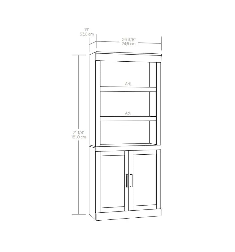 Glendale 5 Shelf Bookcase with Doors, Rustic Gray Finish - Puck's