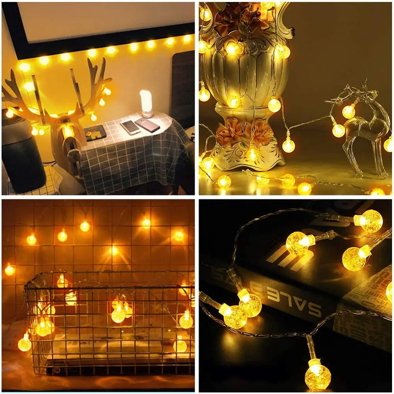 Globe String Lights Fairy Lights Battery Operated 16.4Ft 50LED String Lights with Remote Waterproof Indoor Outdoor Hanging Lights Decorative Christmas Lights for Home Party Patio Garden Wedding - Puck's