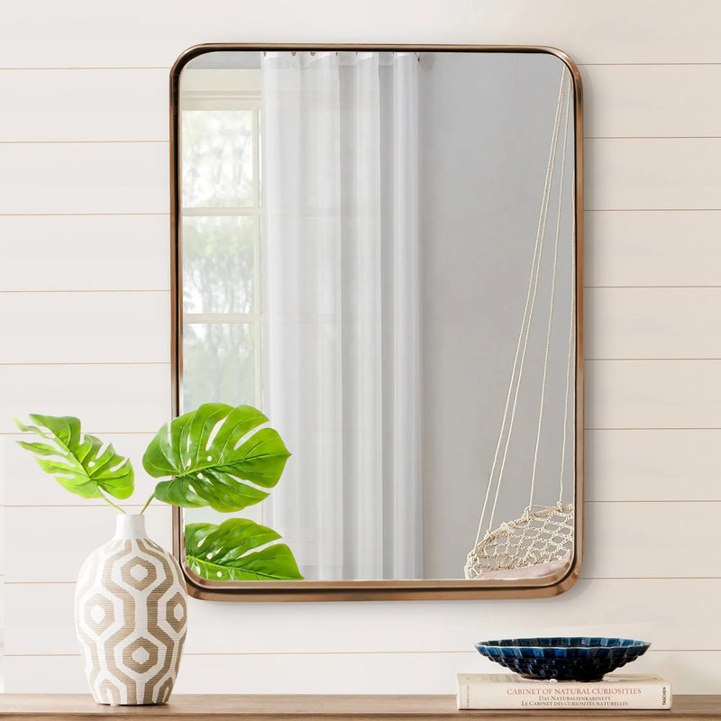 Gold Bathroom Hanging Mirror, 22"x30” - Puck's