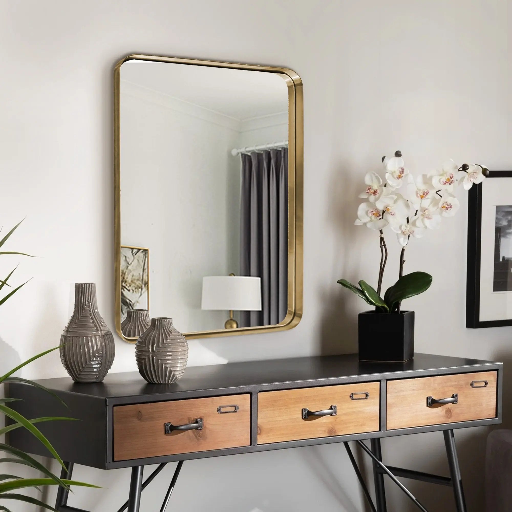 Gold Bathroom Hanging Mirror, 22"x30” - Puck's