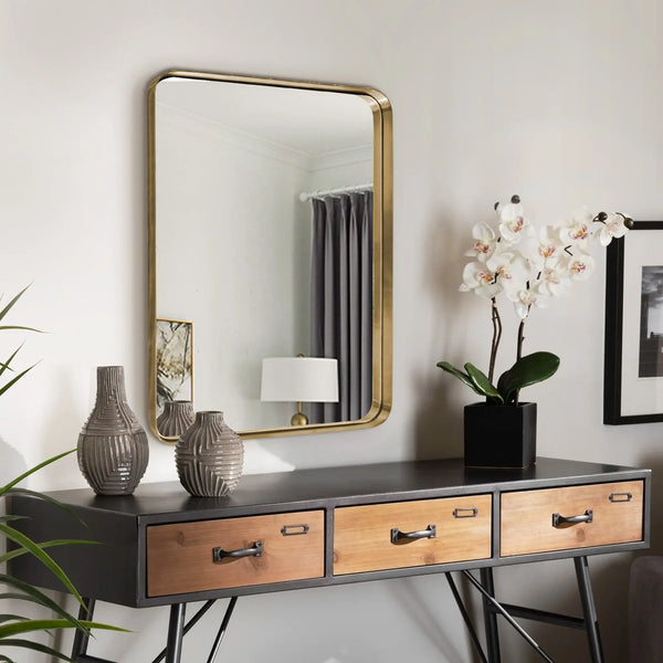 Gold Bathroom Hanging Mirror, 22"x30” - Puck's
