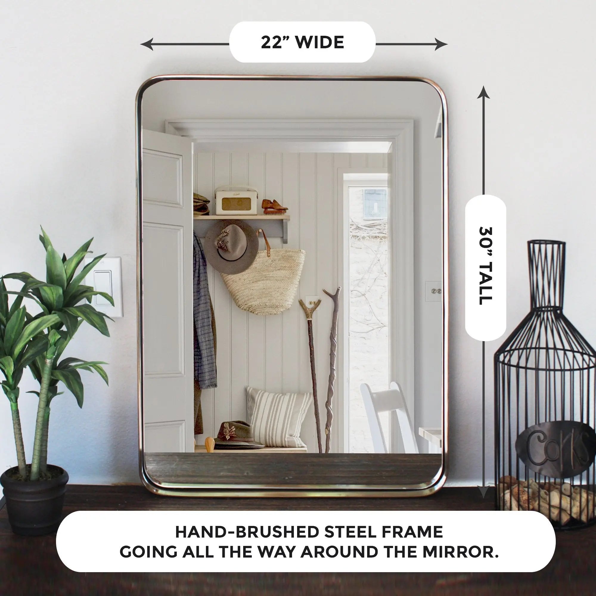 Gold Bathroom Hanging Mirror, 22"x30” - Puck's