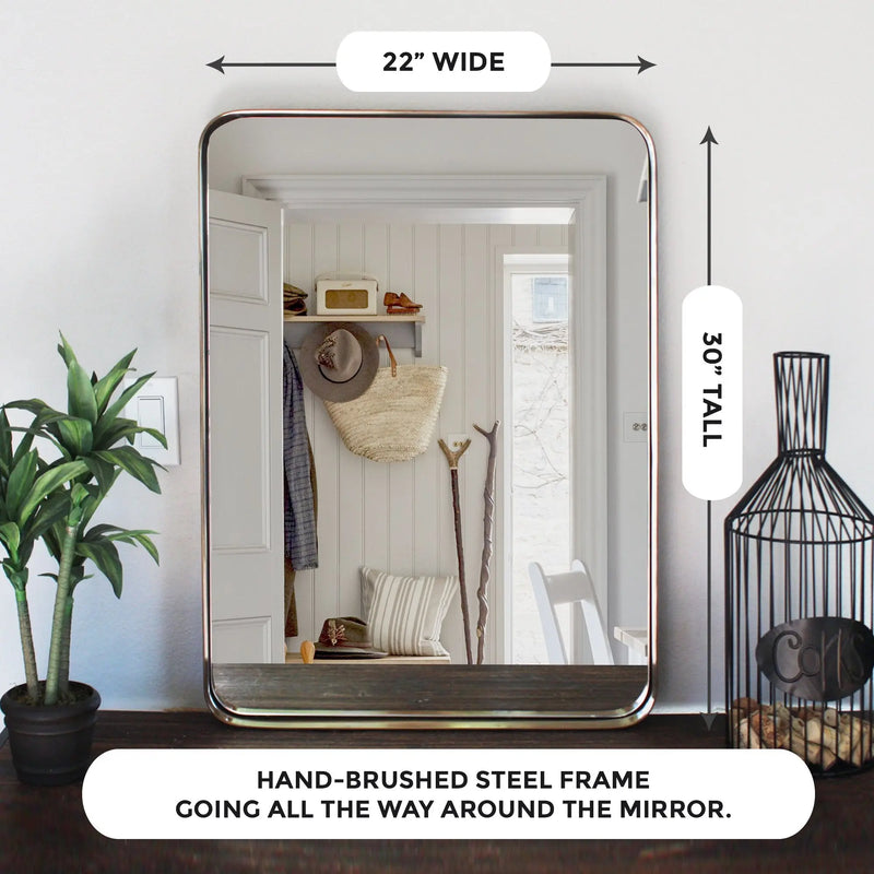 Gold Bathroom Hanging Mirror, 22"x30” - Puck's