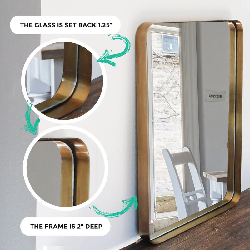 Gold Bathroom Hanging Mirror, 22"x30” - Puck's