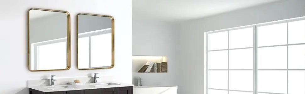 Gold Bathroom Hanging Mirror, 22"x30” - Puck's