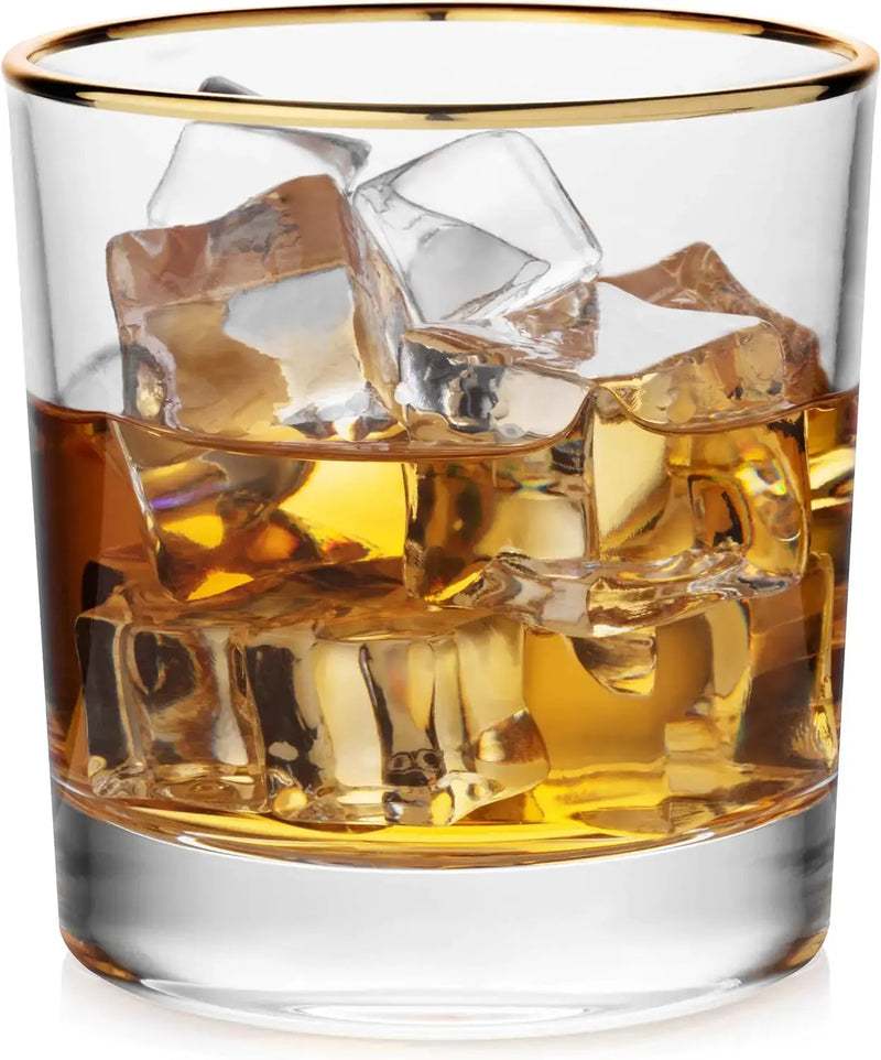 Gold-Rimmed Whiskey Tumblers Set Of 4 - Puck's