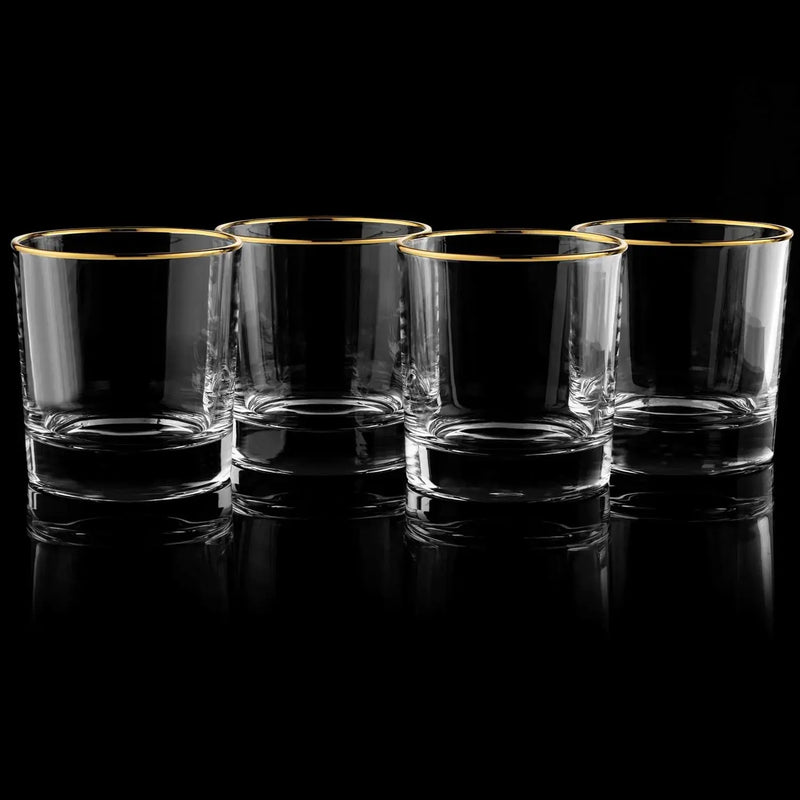 Gold-Rimmed Whiskey Tumblers Set Of 4 - Puck's