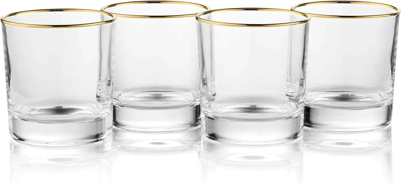 Gold-Rimmed Whiskey Tumblers Set Of 4 - Puck's