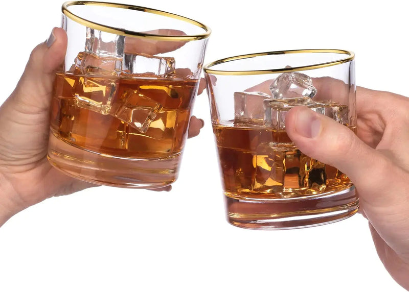 Gold-Rimmed Whiskey Tumblers Set Of 4 - Puck's