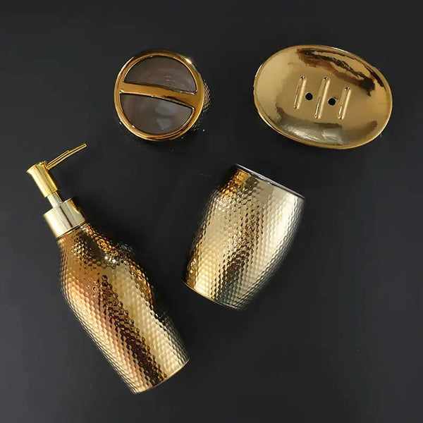 Golden Ceramic 4-Piece Bathroom Set - Puck's