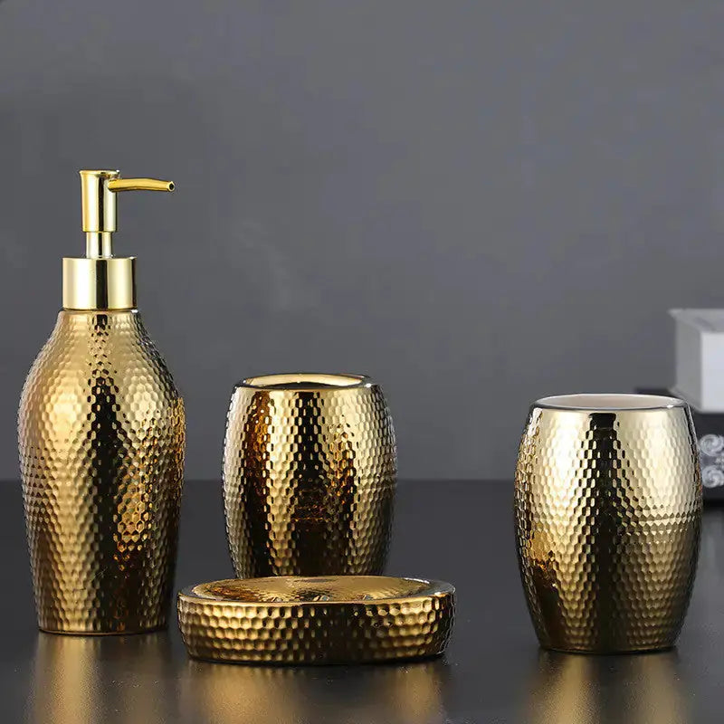 Golden Ceramic 4-Piece Bathroom Set - Puck's