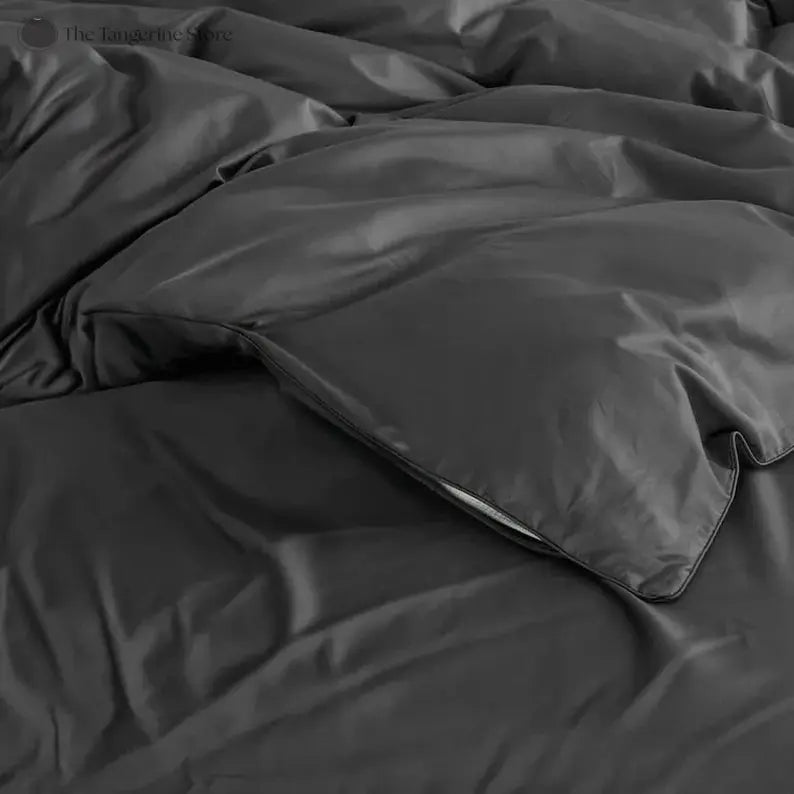 Grey - Cotton Sateen 3 Piece Duvet Cover Set | 4 Piece Sheet Set | - Puck's