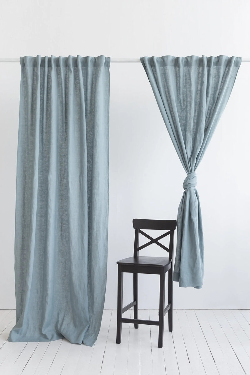Greyish Mint linen curtain with multifunctional tape - Puck's