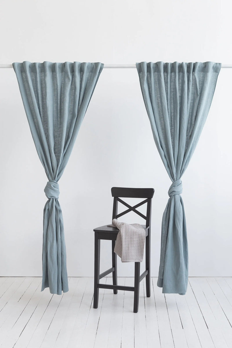 Greyish Mint linen curtain with multifunctional tape - Puck's