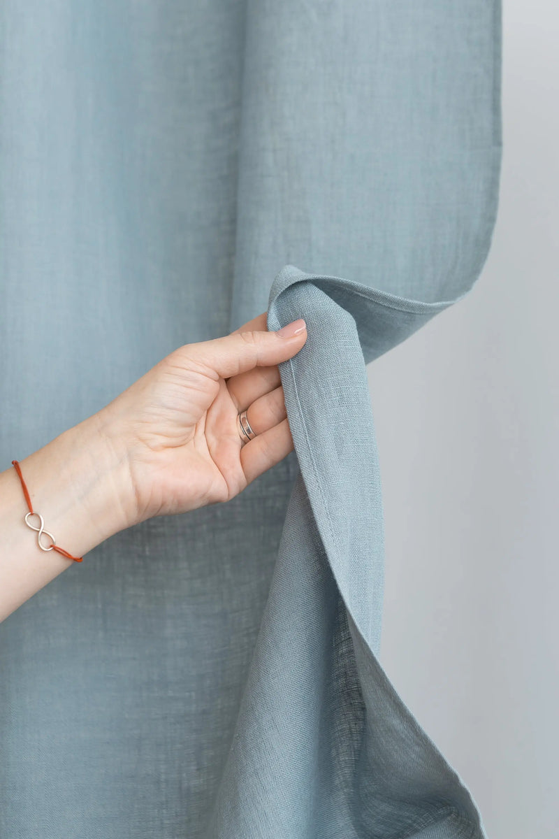 Greyish Mint linen curtain with multifunctional tape - Puck's